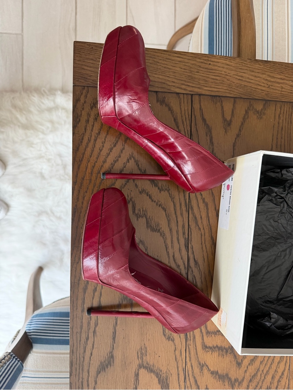 Yves Saint Laurent Deep Wine Leather Stiletto Pump - Picture 4 of 11